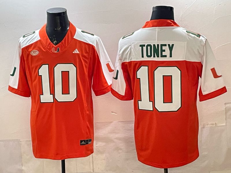 Men 2026 Miami Hurricanes #10 Toney Orange 3th generations Nike Limited NCAA Jersey 02->ncaa teams->NCAA Jersey